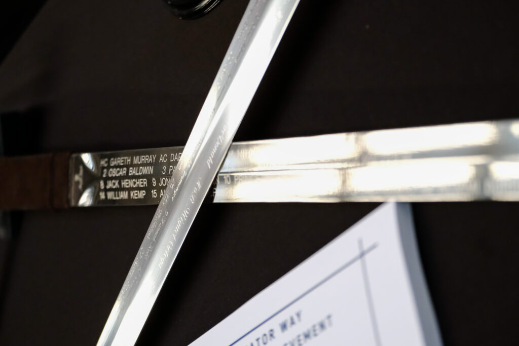 The centrepiece of the Gladiators’ locker room is a replica of the Wallace Sword
