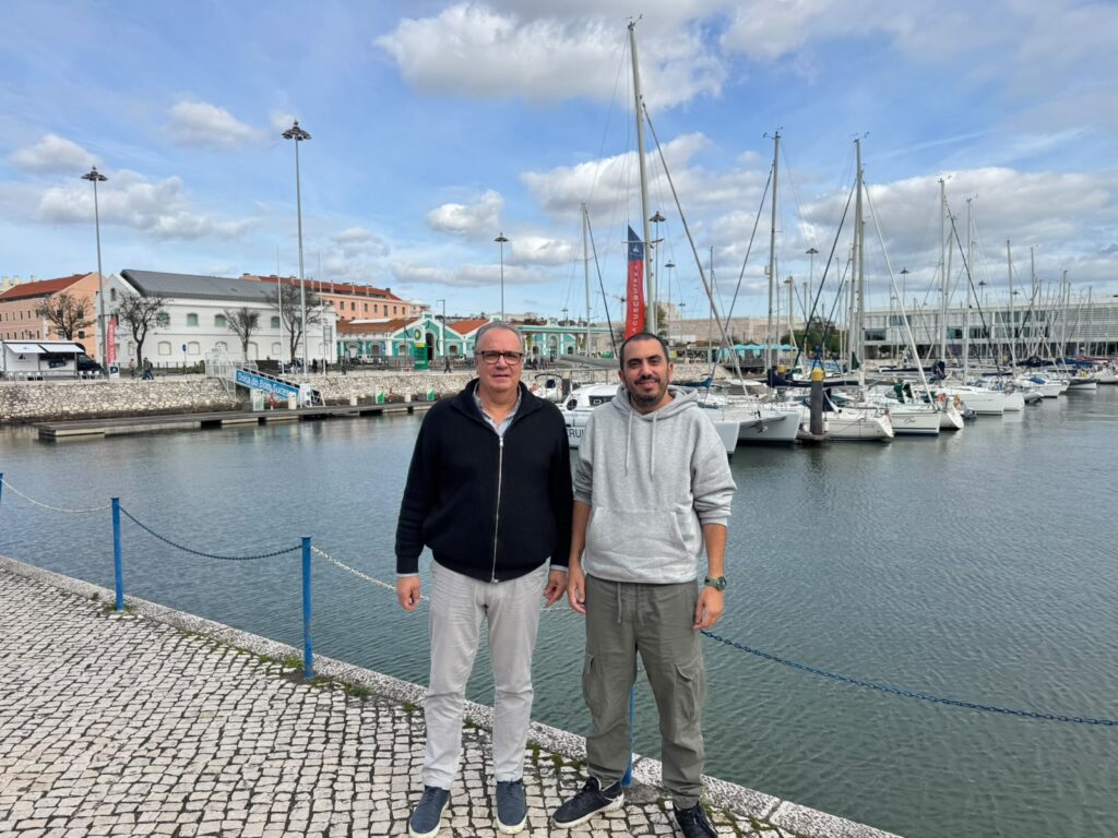 Carlos Lisboa, the greatest Portuguese basketball player of all time, with SKWEEK Editor-in-Chief Giannis Stavroulakis in Lisbon.